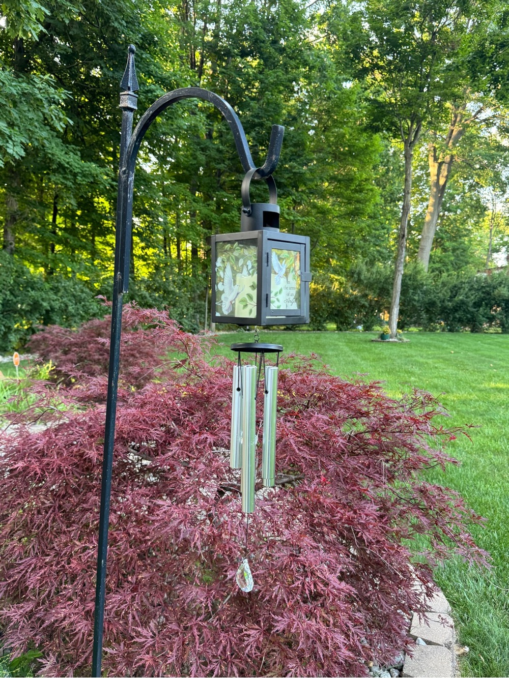 "In the Arms of an Angel" Memorial Lantern Wind Chime with Flameless LED Candle